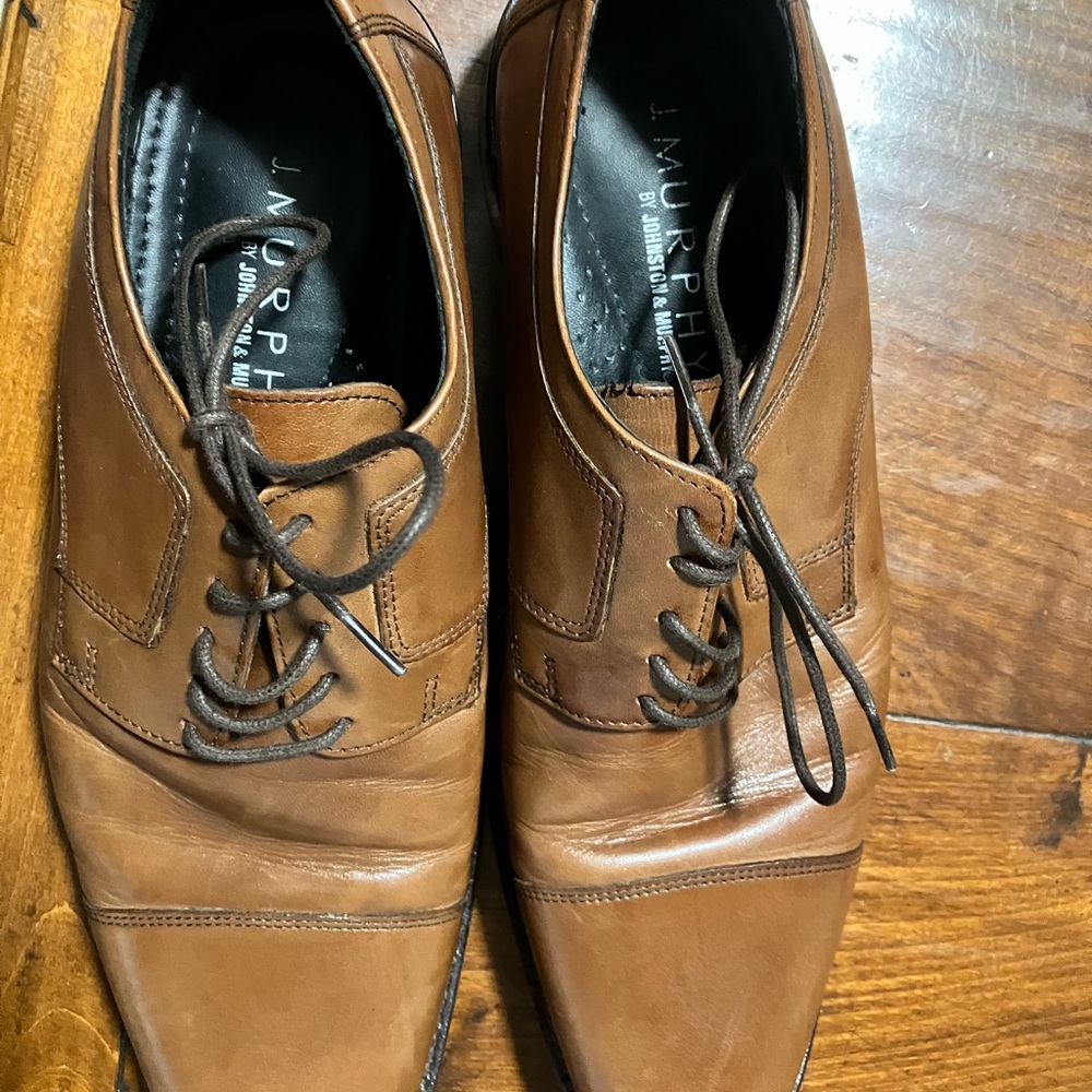 Johnston Murphy Cap Toe Distressed Leather Oxford Dress Shoes size 11.5